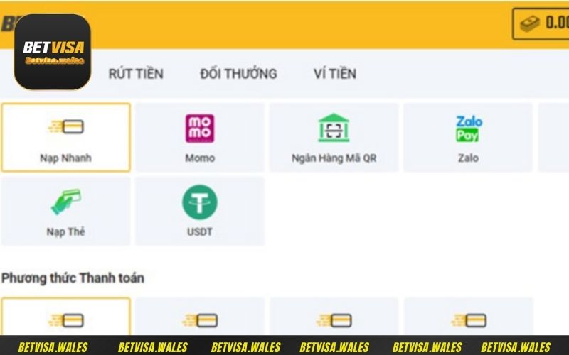Phương thức nạp tiền tại Betvisa bằng ví điện tử